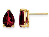 14K Yellow Gold Solitaire Stud Natural Garnet Earrings 3.00 Carats (ctw)